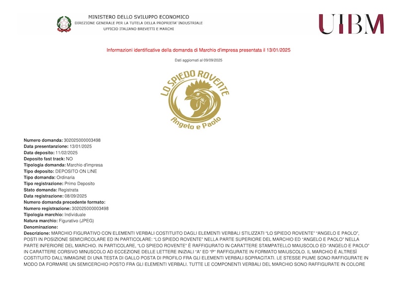 deposito marchio registrato - lo spiedo rovente, Peschiera Borromeo