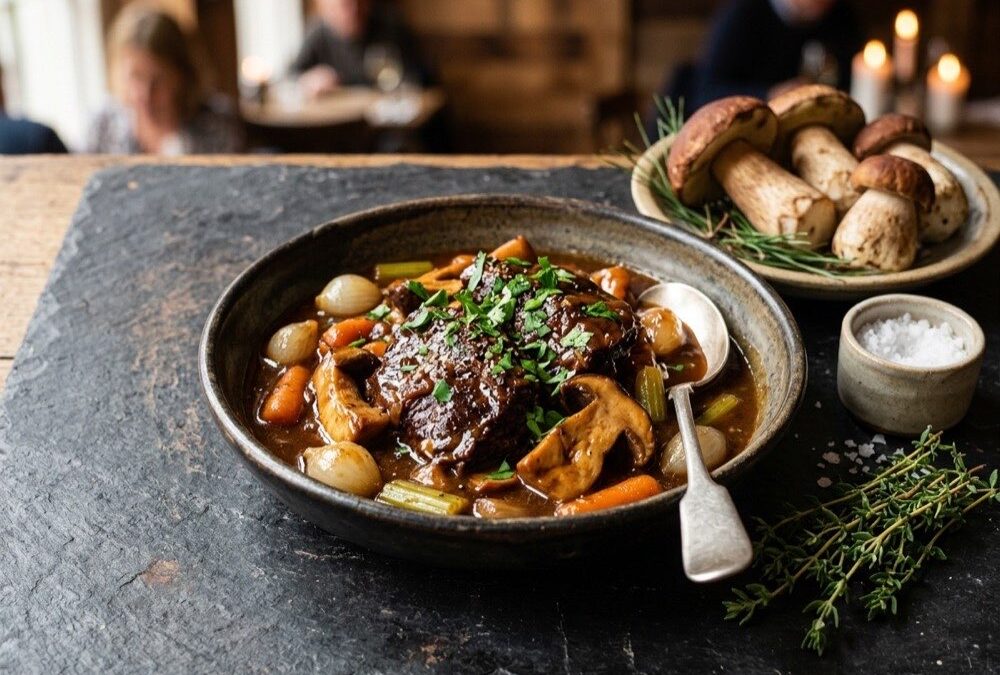 Guancia di manzo brasata funghi: la ricetta autunnale